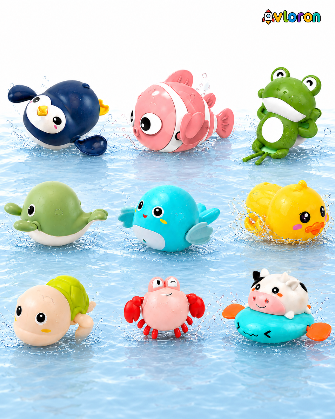 Wind-Up Bath Toy Set with Floating Swimming Action β Interactive Water Play Fun for Kids