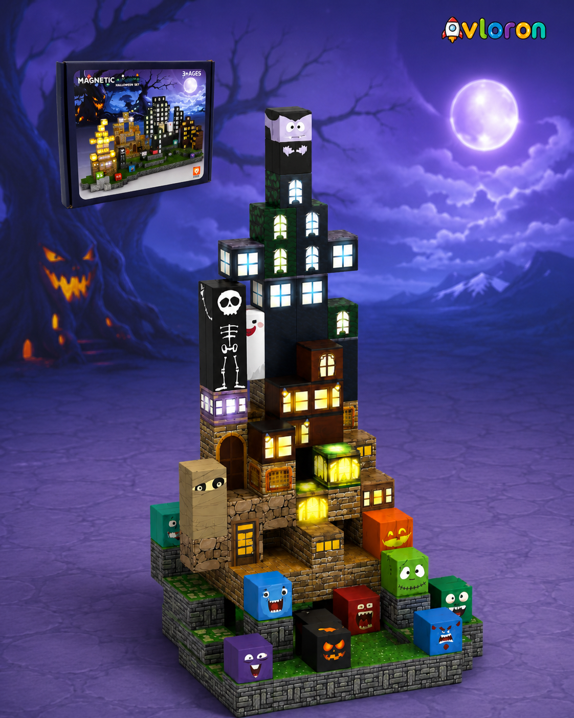 Magnetic Blocks 137PCS Halloween Set with Light-Up Magnetic Tiles ā STEM Building Toy for Creativity & Motor Skills Ages 3+