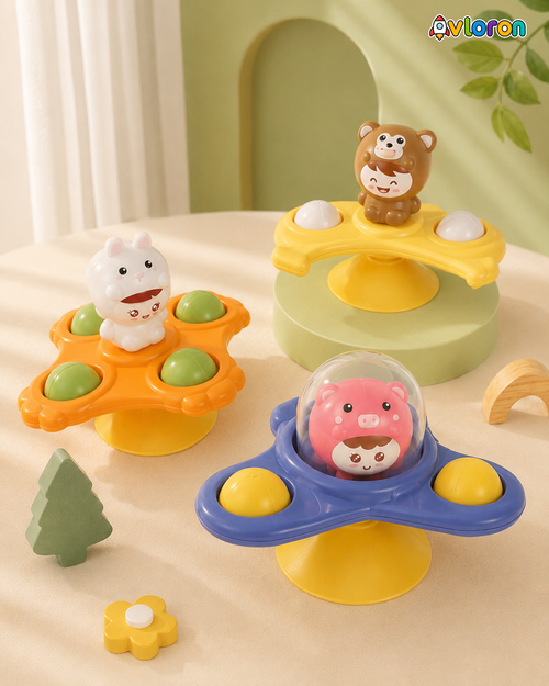 Avloron 3PCS Suction Cup Spinning Bath Toys – Sensory Fidget Toys for Bath Time, Early Learning & Fine Motor Skills