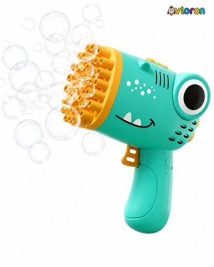 40-Hole Dinosaur Bubble Machine Gun with Automatic Bubble Blasting – Outdoor Bubble Toy for Parties, Weddings & Kids Ages 3+