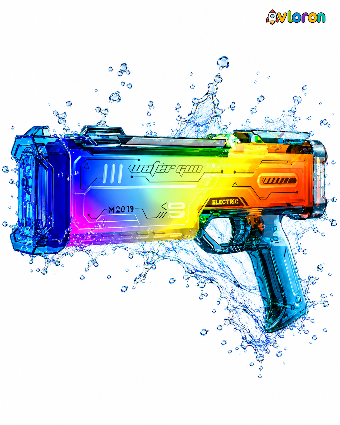 Avloron Electric Water Gun with LED Lights & Music – Rechargeable Automatic Water Blaster for Kids & Adults