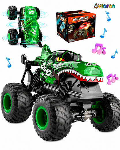 Monster Truck with LED Lights & 360° Spinning Action – Dinosaur Stunt Truck Fun for Kids Ages 3+