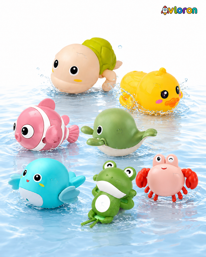 Wind-Up Bath Toy Set with Floating Swimming Action – Interactive Water Play Fun for Kids