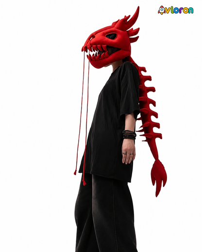 Avloron Dinosaur Skeleton Headpiece – 3D Plush Skull Headwear for Halloween Cosplay, Festivals & Unisex Costume Dress Up
