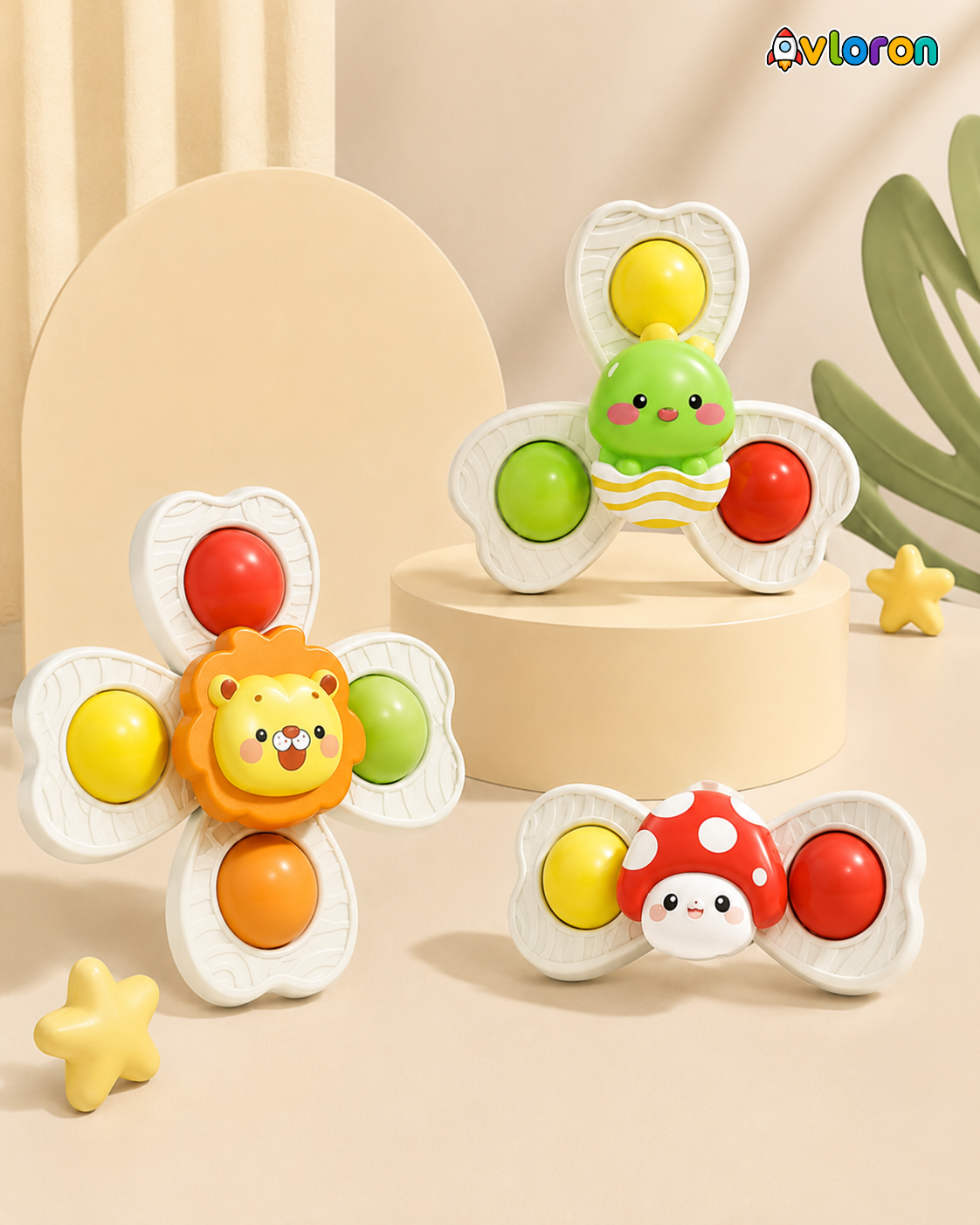 Avloron 3PCS Suction Cup Spinning Bath Toys – Sensory Fidget Toys for Bath Time, Early Learning & Fine Motor Skills