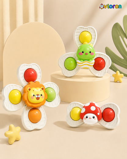 Avloron 3PCS Suction Cup Spinning Bath Toys – Sensory Fidget Toys for Bath Time, Early Learning & Fine Motor Skills