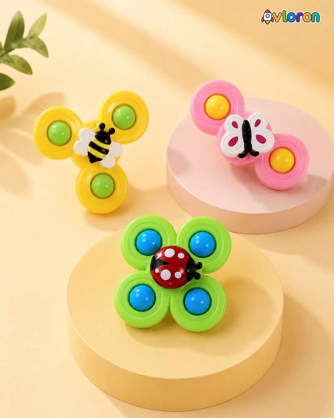 Avloron 3PCS Suction Cup Spinning Bath Toys – Sensory Fidget Toys for Bath Time, Early Learning & Fine Motor Skills