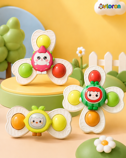 Avloron 3PCS Suction Cup Spinning Bath Toys – Sensory Fidget Toys for Bath Time, Early Learning & Fine Motor Skills