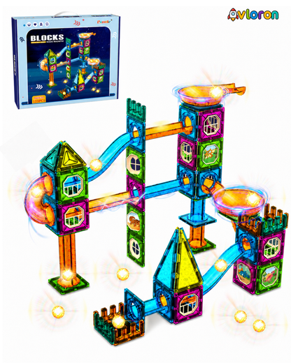 Avloron Magic Magnetic Blocks 123PCS Light-Up Marble World – STEM Building Toy for Imaginative Play & Motor Skills Ages 3+