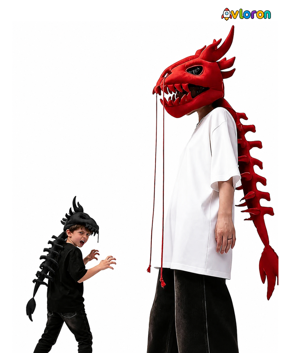 Avloron Dinosaur Skeleton Headpiece – 3D Plush Skull Headwear for Halloween Cosplay, Festivals & Unisex Costume Dress Up