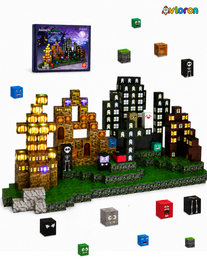 Magnetic Blocks 137PCS Halloween Set with Light-Up Magnetic Tiles – STEM Building Toy for Creativity & Motor Skills Ages 3+