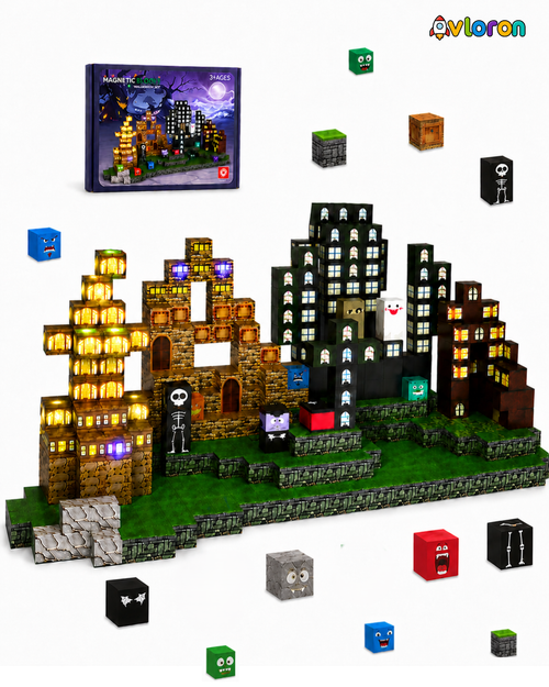 Magnetic Blocks 137PCS Halloween Set with Light-Up Magnetic Tiles – STEM Building Toy for Creativity & Motor Skills Ages 3+