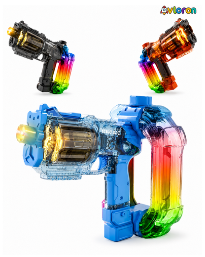 Electric Water Gun with LED Lights & Rotating Cylinder – Long Range Summer Fun for Kids & Adults