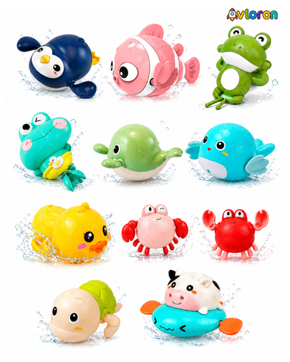 Wind-Up Bath Toy Set with Floating Swimming Action – Interactive Water Play Fun for Kids
