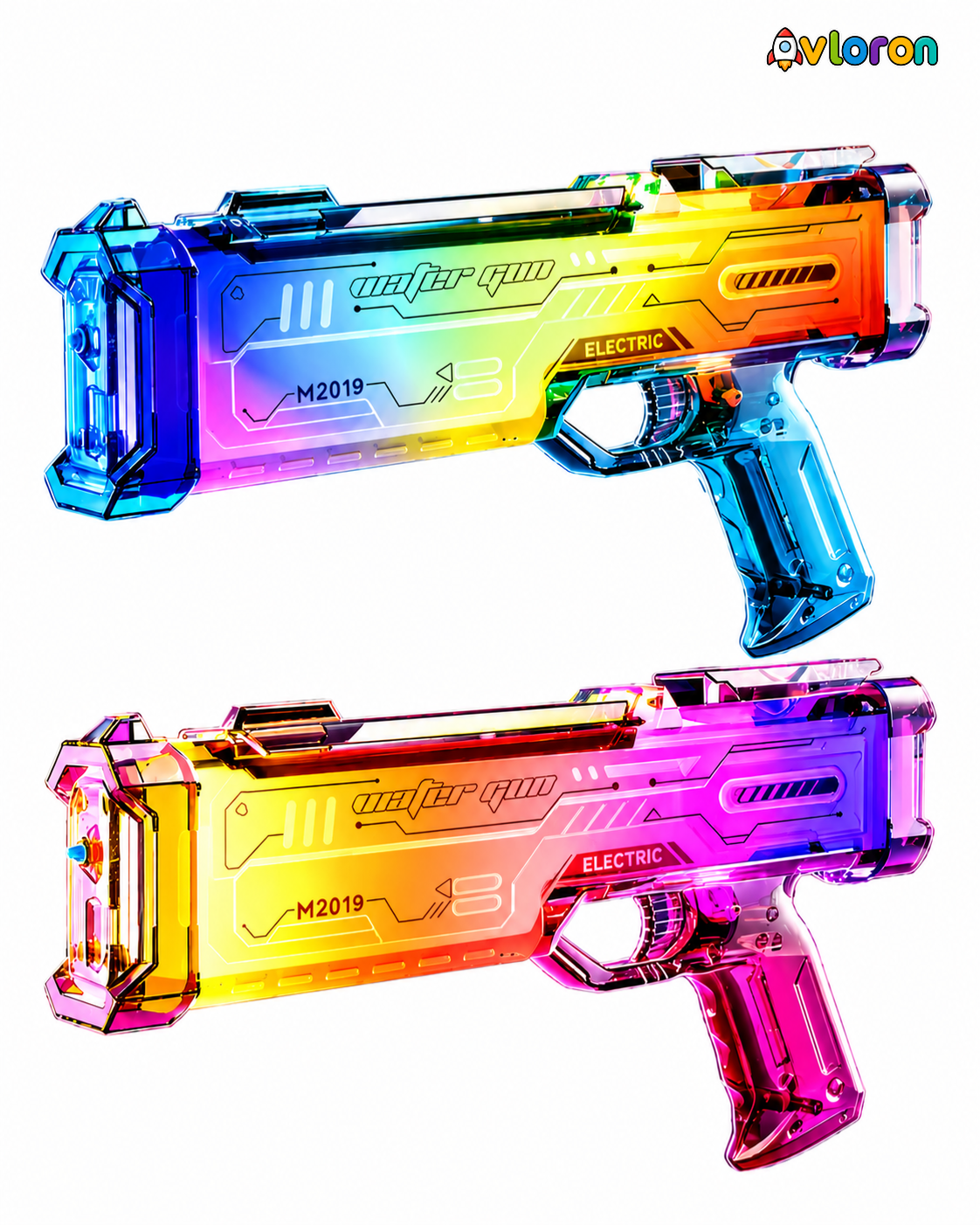 Avloron Electric Water Gun with LED Lights & Music – Rechargeable Automatic Water Blaster for Kids & Adults