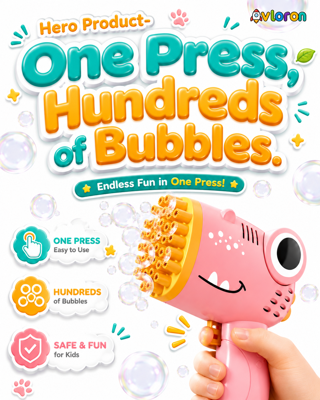 40-Hole Dinosaur Bubble Machine Gun with Automatic Bubble Blasting – Outdoor Bubble Toy for Parties, Weddings & Kids Ages 3+