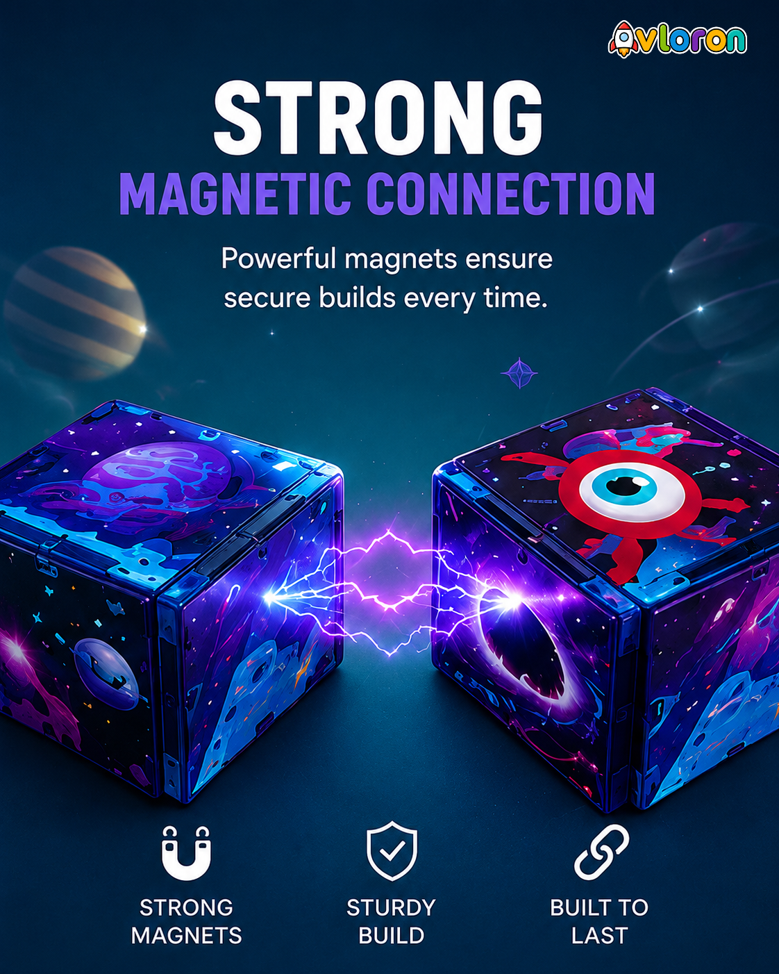 Avloron Magnetic Building Tiles 3D Galaxy World 60PCS - STEM Construction Set with Strong Magnetic Force-Develop Thinking & Motor Skills Ages 3+