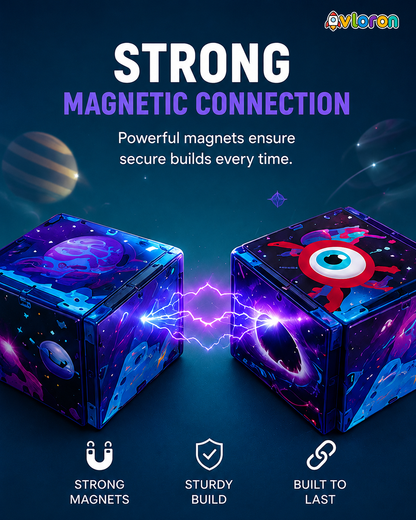 Avloron Magnetic Building Tiles 3D Galaxy World 60PCS - STEM Construction Set with Strong Magnetic Force-Develop Thinking & Motor Skills Ages 3+