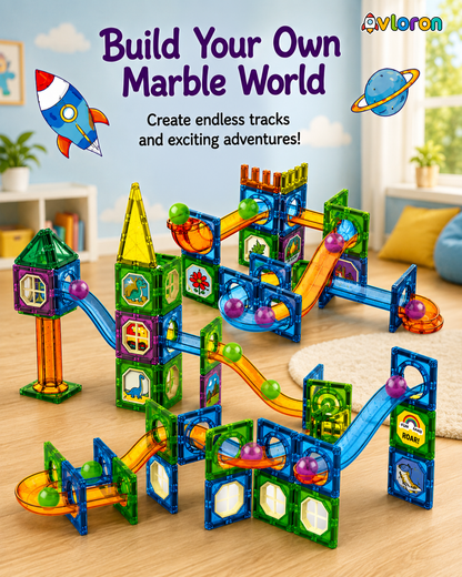 Magic Magnetic Blocks 62PCS Snowy Marble Run World – STEM Building Toy for Imaginative Play & Motor Skills Ages 3+