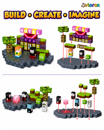 Magnetic Blocks 188PCS Hotel Elves Series with Light-Up Magnetic Tiles – STEM Building Toy for Creativity & Motor Skills Ages 3+