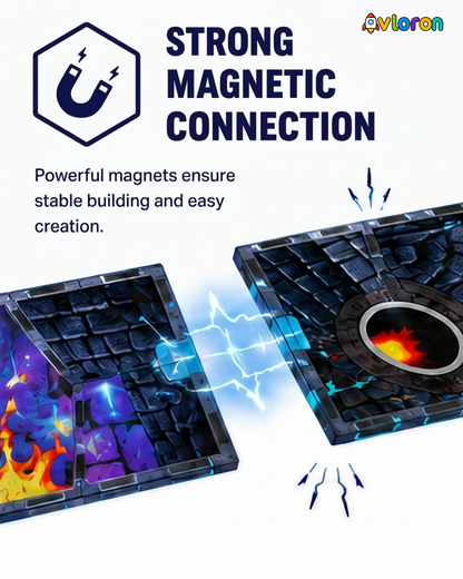 Magnetic Building Tiles 3D Mystic Night Castle 52PCS - STEM Construction Set with Strong Magnetic Force-Develop Thinking & Motor Skills Ages 3+