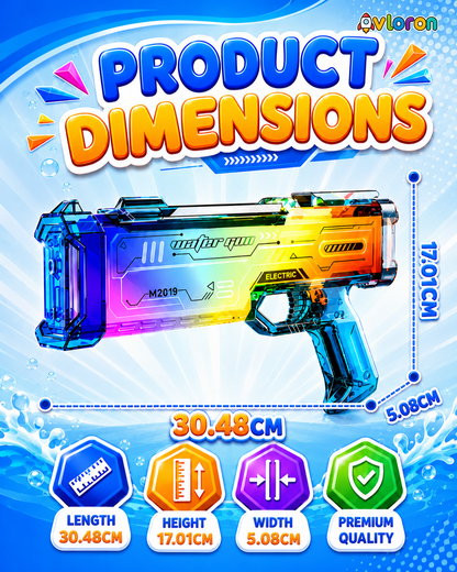 Avloron Electric Water Gun with LED Lights & Music – Rechargeable Automatic Water Blaster for Kids & Adults