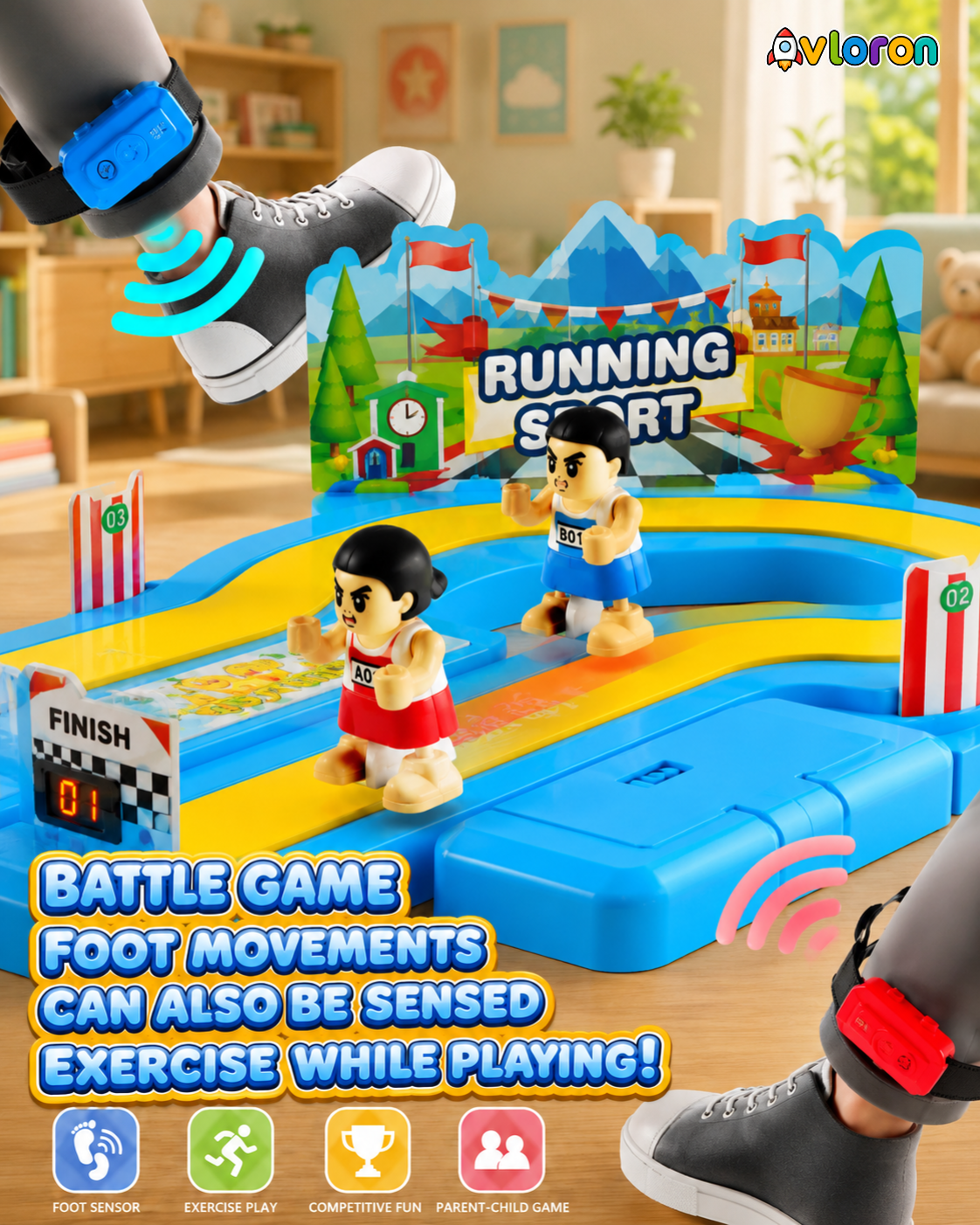 Avloron Motion-Sensing Racing Track Game with Two-Player Competition Mode – Interactive Family Toy for Home Fun & Entertainment
