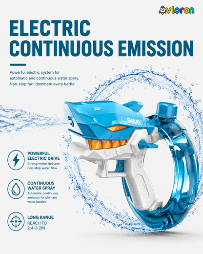 Shark Electric Water Gun with Long-Range High-Pressure Spray – Exciting Outdoor Water Battles for Kids