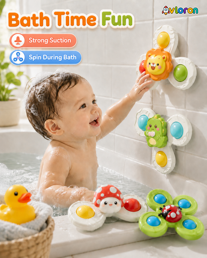 Avloron 3PCS Suction Cup Spinning Bath Toys – Sensory Fidget Toys for Bath Time, Early Learning & Fine Motor Skills