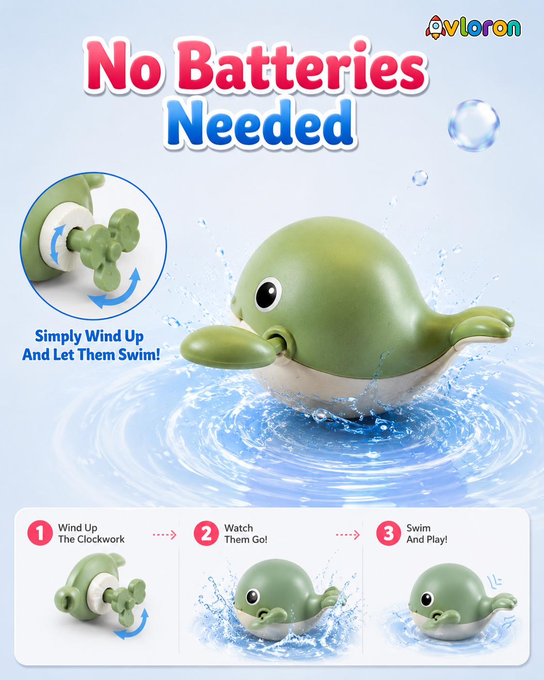 Wind-Up Bath Toy Set with Floating Swimming Action – Interactive Water Play Fun for Kids