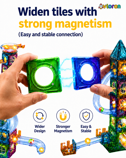 Avloron Magic Magnetic Blocks 123PCS Light-Up Marble World – STEM Building Toy for Imaginative Play & Motor Skills Ages 3+