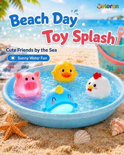 Avloron Light-Up Floating Animal Bath Toy – Cute Cartoon Water Toy for Kids