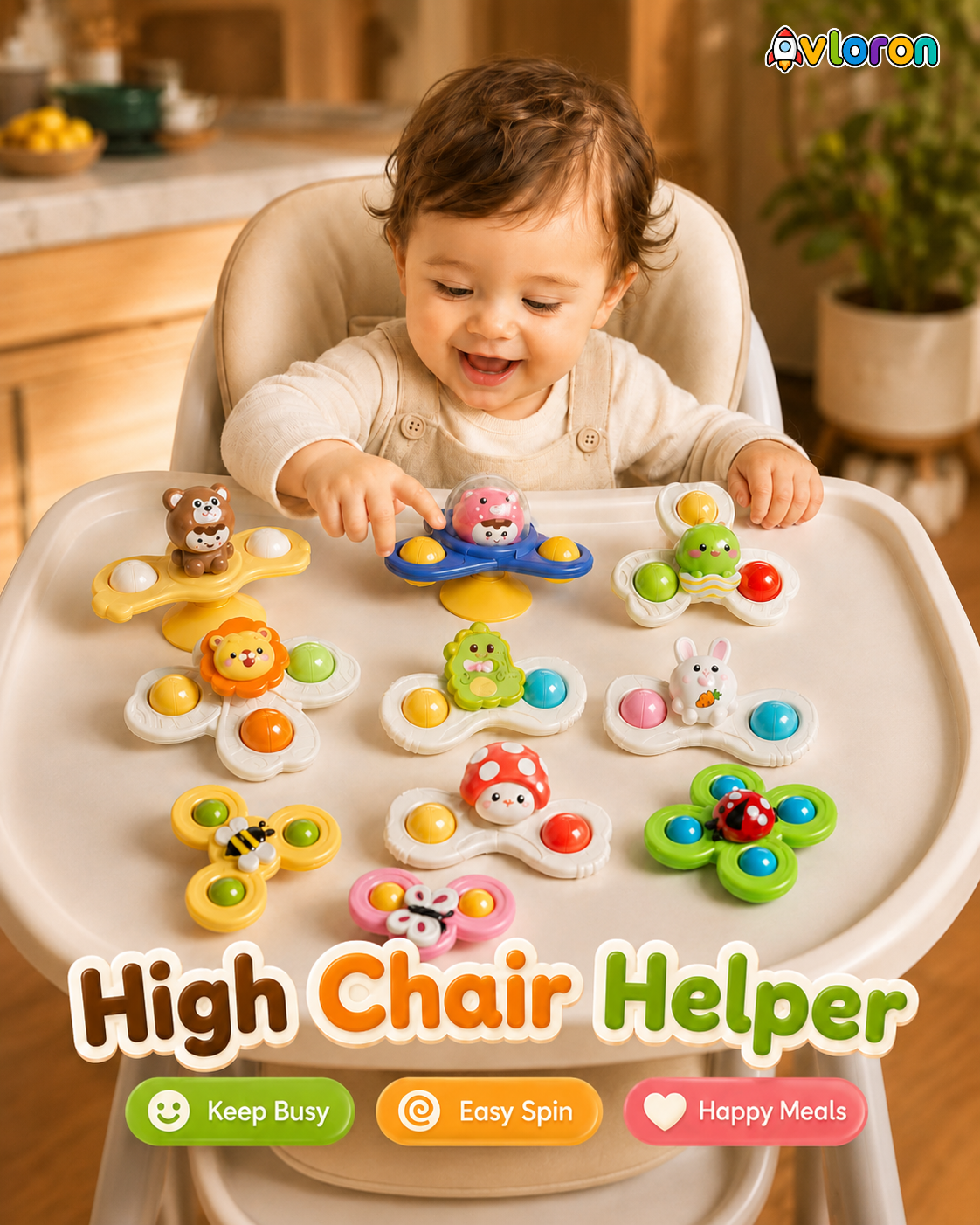 Avloron 3PCS Suction Cup Spinning Bath Toys – Sensory Fidget Toys for Bath Time, Early Learning & Fine Motor Skills