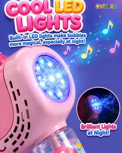 Avloron 10-Hole Cartoon Electric Bubble Machine with Colorful LED Lights – Automatic Bubble Toy for Outdoor Summer Fun Ages 3+