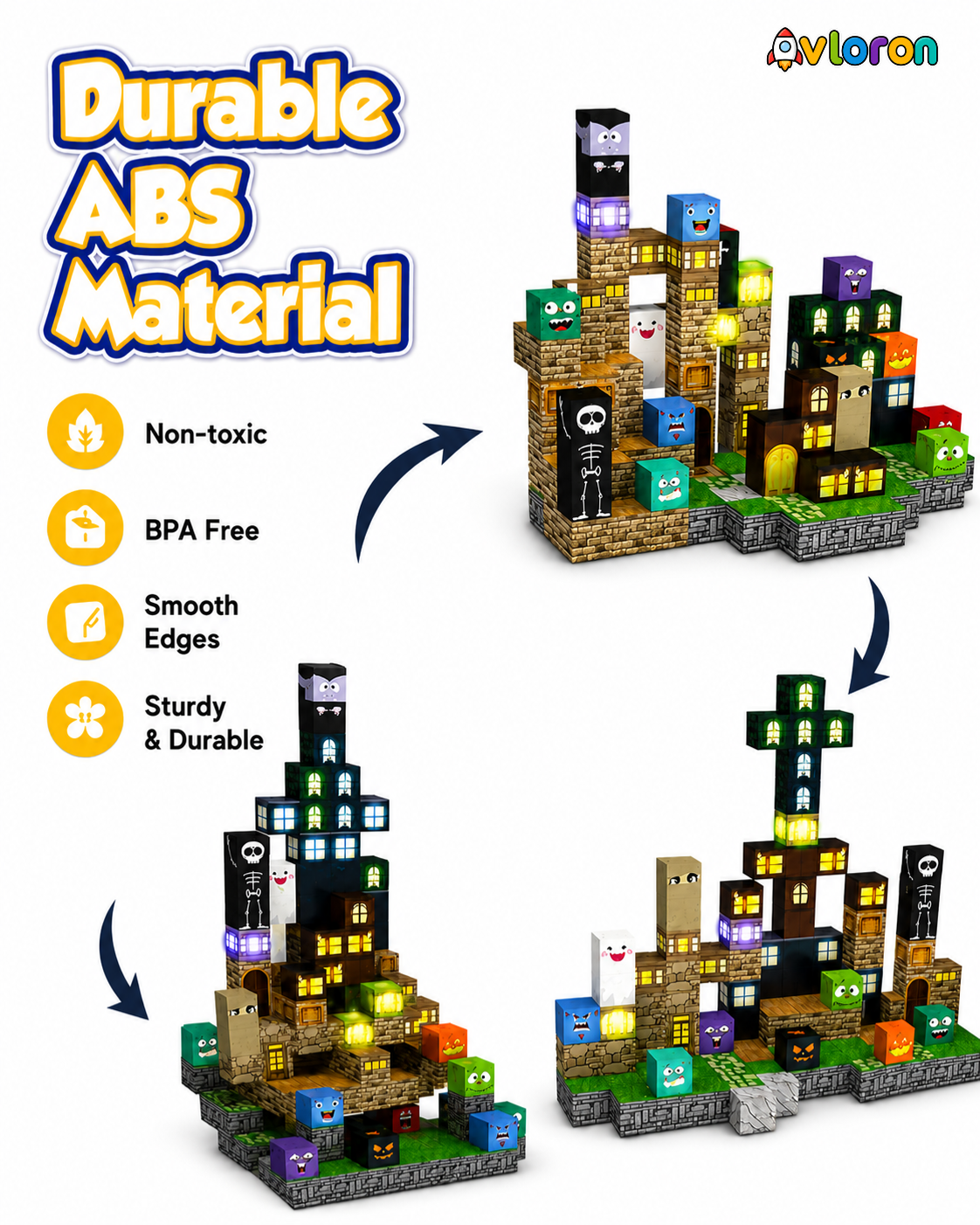 Magnetic Blocks 137PCS Halloween Set with Light-Up Magnetic Tiles – STEM Building Toy for Creativity & Motor Skills Ages 3+