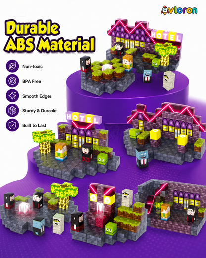 Magnetic Blocks 188PCS Hotel Elves Series with Light-Up Magnetic Tiles – STEM Building Toy for Creativity & Motor Skills Ages 3+