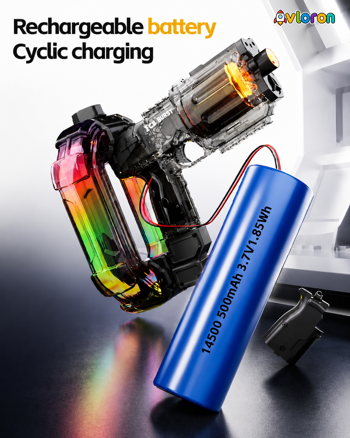 Electric Water Gun with LED Lights & Rotating Cylinder – Long Range Summer Fun for Kids & Adults