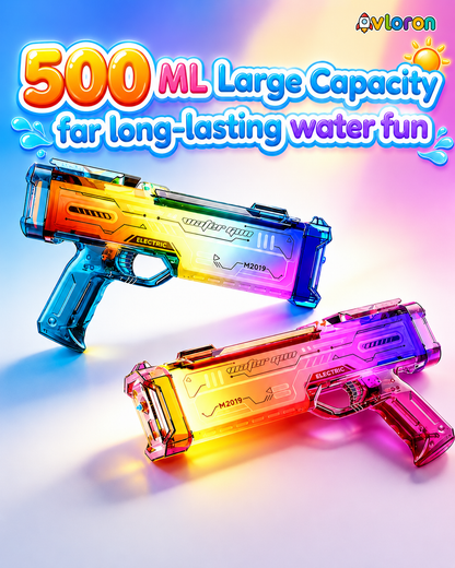 Avloron Electric Water Gun with LED Lights & Music – Rechargeable Automatic Water Blaster for Kids & Adults