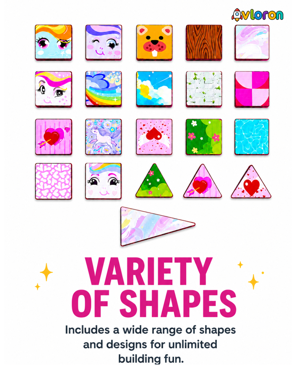 Magnetic Building Tiles 3D Little Pony World 60PCS - STEM Construction Set with Strong Magnetic Force-Develop Thinking & Motor Skills Ages 3+