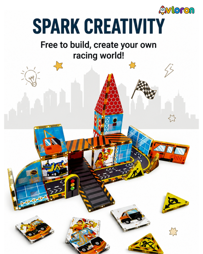Magnetic Building Tiles 3D Urban Haven 44PCS - STEM Construction Set with Strong Magnetic Force-Develop Thinking & Motor Skills Ages 3+