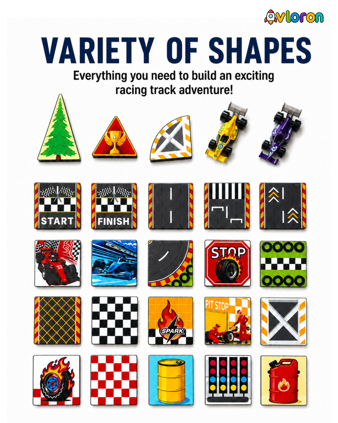 Magnetic Track Tiles 3D Dynamic World 44PCS – STEM Racing Construction Set with Strong Magnetic Force – Develop Creativity & Motor Skills Ages 3+