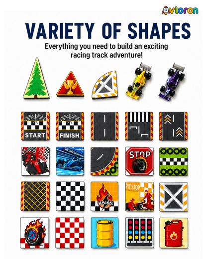 Magnetic Track Tiles 3D Dynamic World 44PCS – STEM Racing Construction Set with Strong Magnetic Force – Develop Creativity & Motor Skills Ages 3+