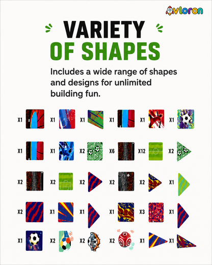 AvloronMagnetic Building Tiles 3D Soccer Stadium World 60PCS - STEM Construction Set with Strong Magnetic Force-Develop Thinking & Motor Skills Ages 3+