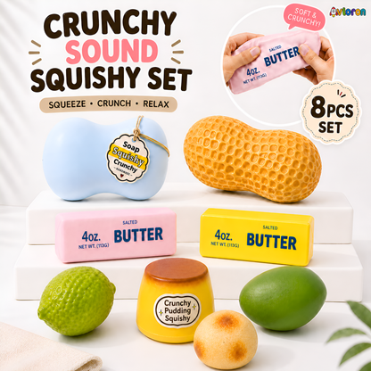 4PCS/8PCS AVLORON Crunchy Sound Squishy Set, Handmade Soft Squeeze Sensory Fidget Toys, ASMR Stress Relief Desk Toys for Teens & Adults