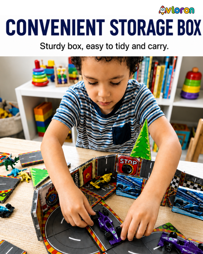 Magnetic Track Tiles 3D Dynamic World 44PCS – STEM Racing Construction Set with Strong Magnetic Force – Develop Creativity & Motor Skills Ages 3+