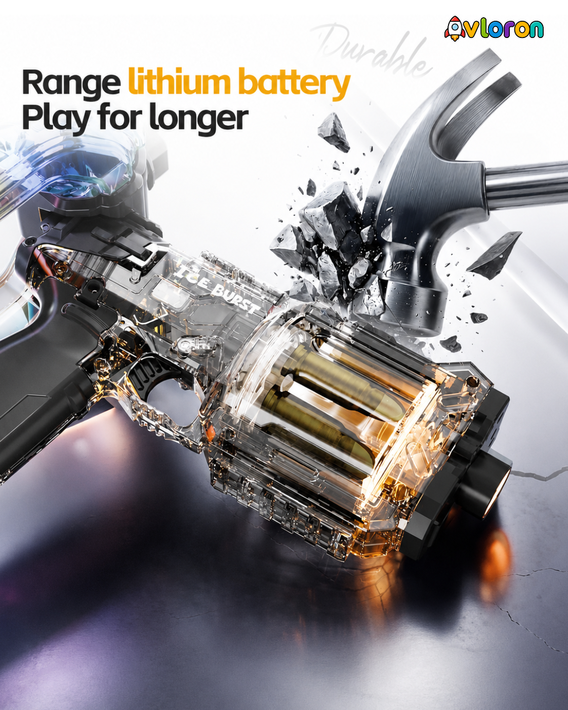 Electric Water Gun with LED Lights & Rotating Cylinder – Long Range Summer Fun for Kids & Adults