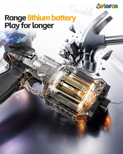 Electric Water Gun with LED Lights & Rotating Cylinder – Long Range Summer Fun for Kids & Adults