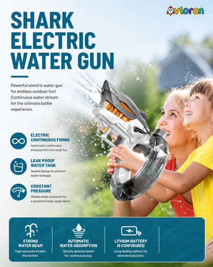 Shark Electric Water Gun with Long-Range High-Pressure Spray – Exciting Outdoor Water Battles for Kids