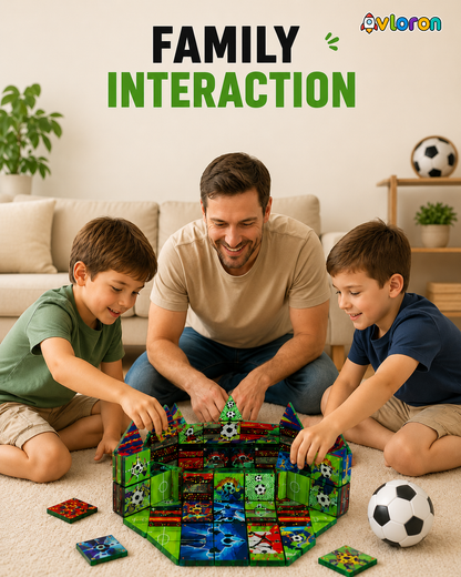 AvloronMagnetic Building Tiles 3D Soccer Stadium World 60PCS - STEM Construction Set with Strong Magnetic Force-Develop Thinking & Motor Skills Ages 3+