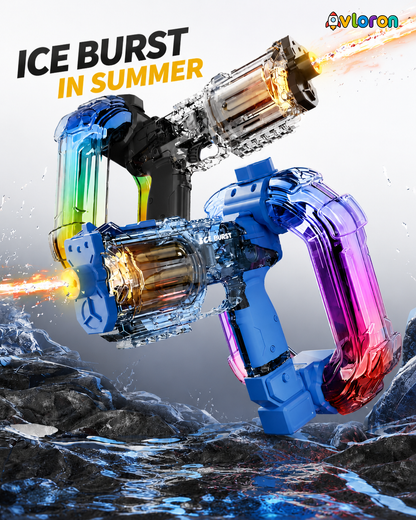 Electric Water Gun with LED Lights & Rotating Cylinder – Long Range Summer Fun for Kids & Adults
